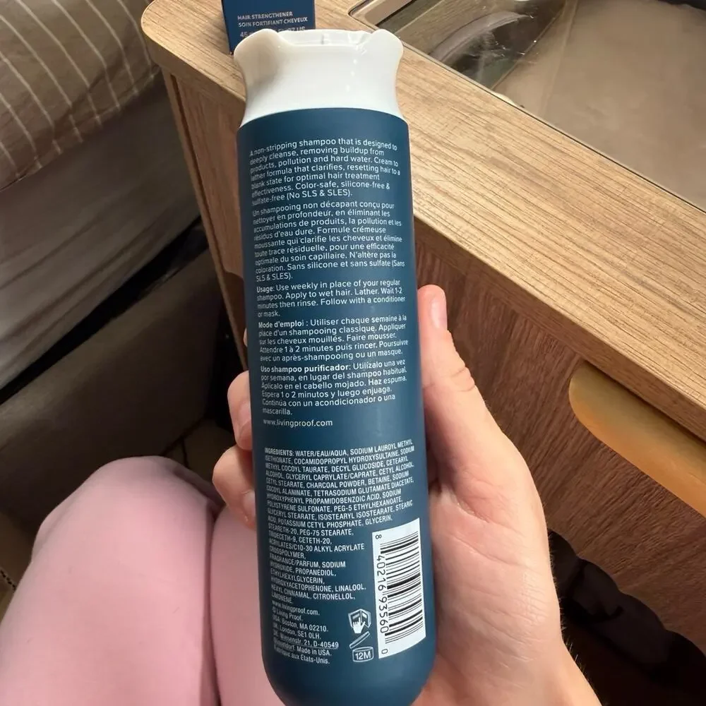 Living Proof clarifying detox, shampoo, and triple bond complex